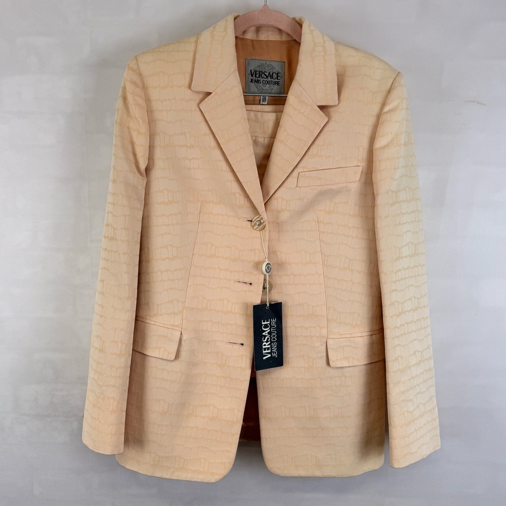 Versace Jeans Couture Two-Piece Skirt Suit Set Blazer &‎ Skirt Peach Sz 42 NEW